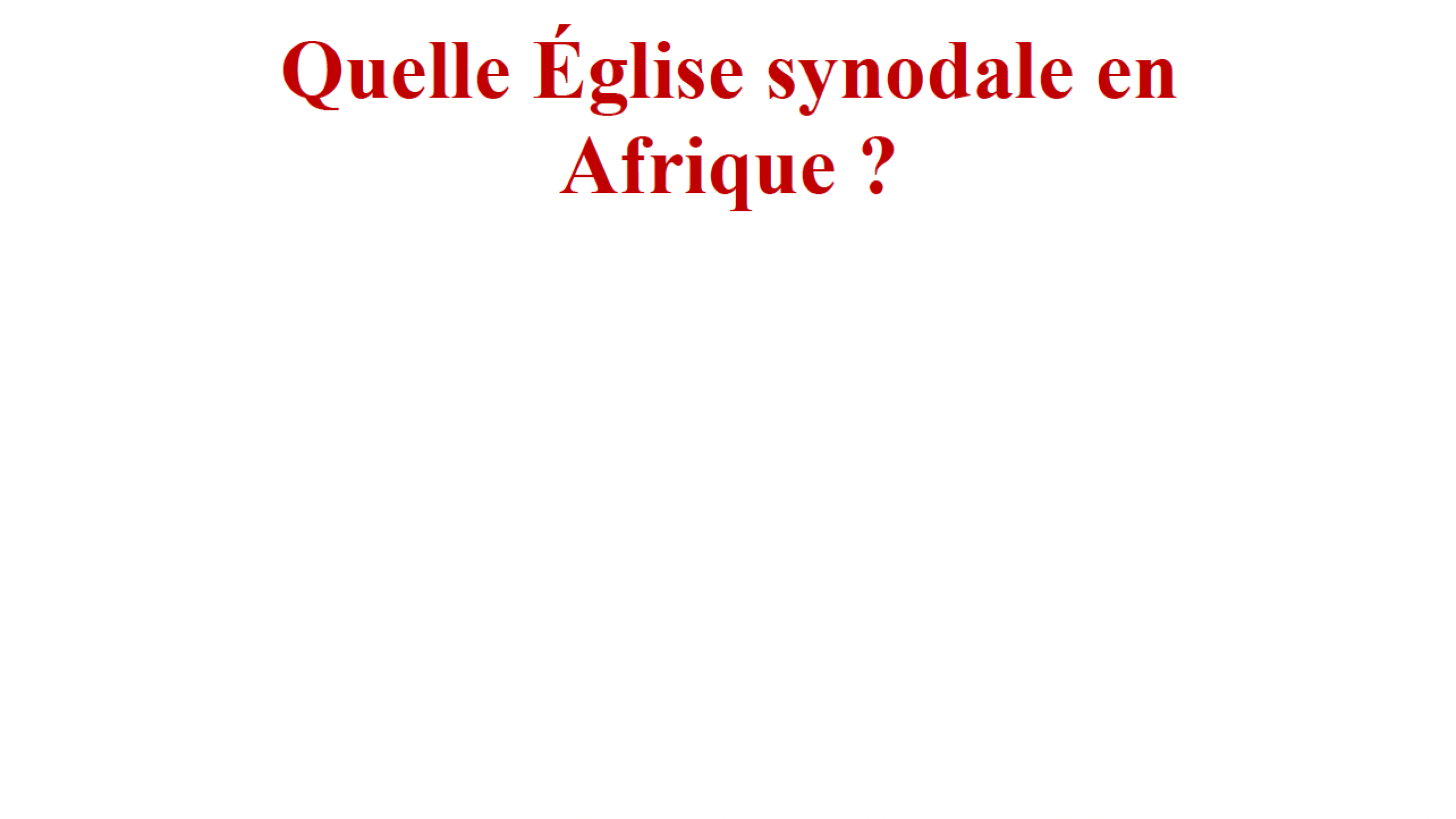 CEA 18 - Quelle Église synodale en Afrique ?