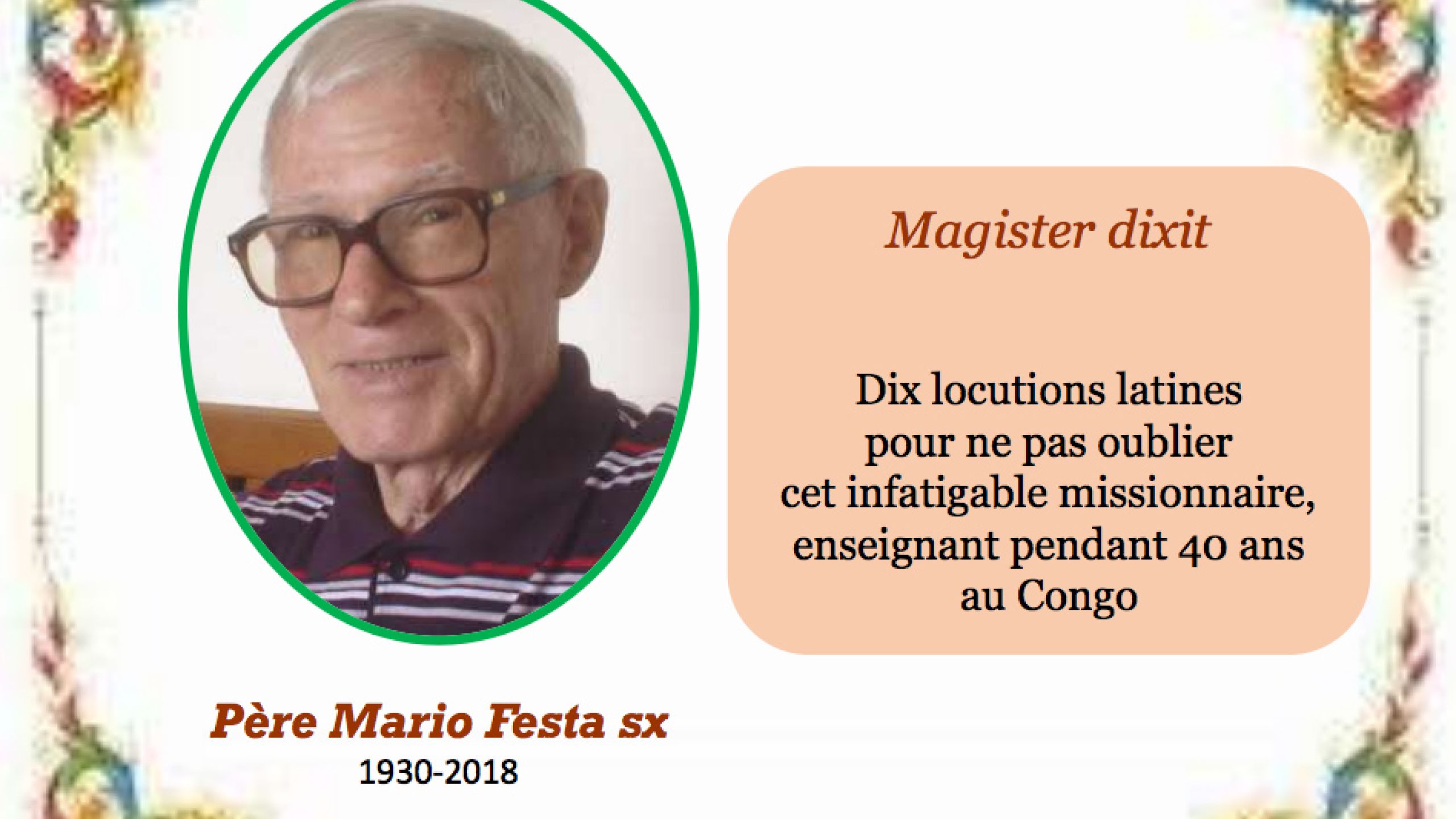 Mario Festa: magister dixit