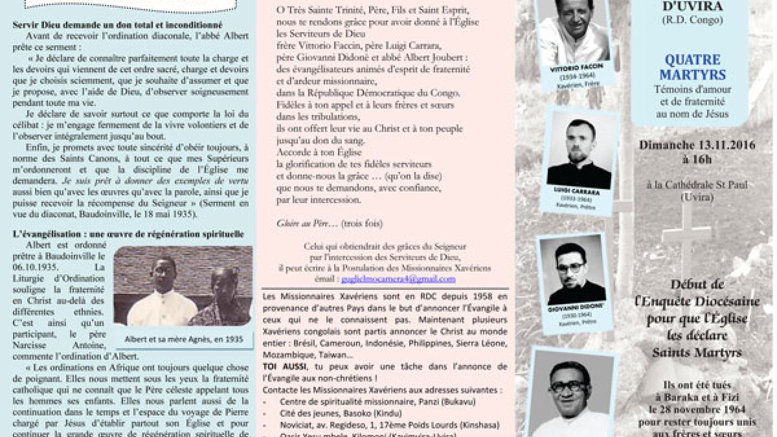 Quatre Martyrs Témoins d'amour et de fraternité